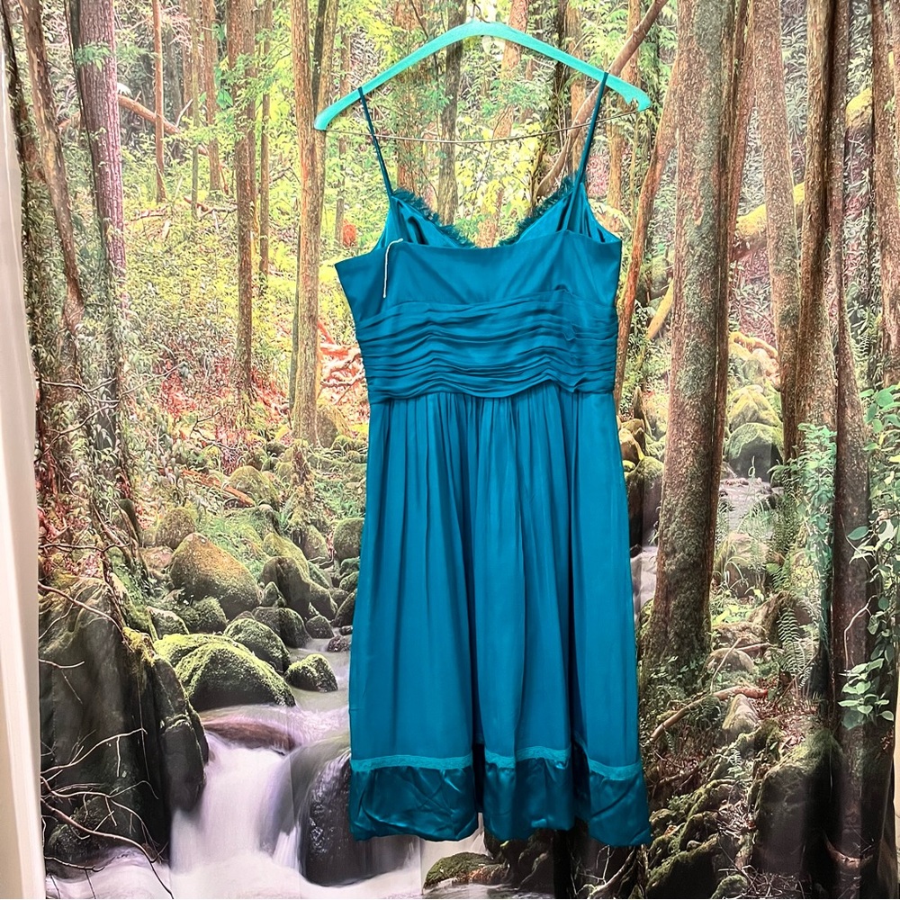 Silk Laundry by Design Teal Cocktail Dress Y2K size 10 blue green - Picture 6 of 13